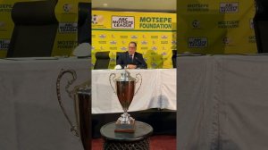 SAFA President Danny Jordan speaking at the ABC Motsepe League National Playoffs Draw.