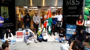 Free Palestine protesters visit Marks & Spencer, Nottingham