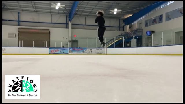 Skatetown coach Paolo Borromeo demonstrates how to do a triple flip jump.