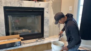 DIY Stone Fireplace Remodel w/ Marble Hearth