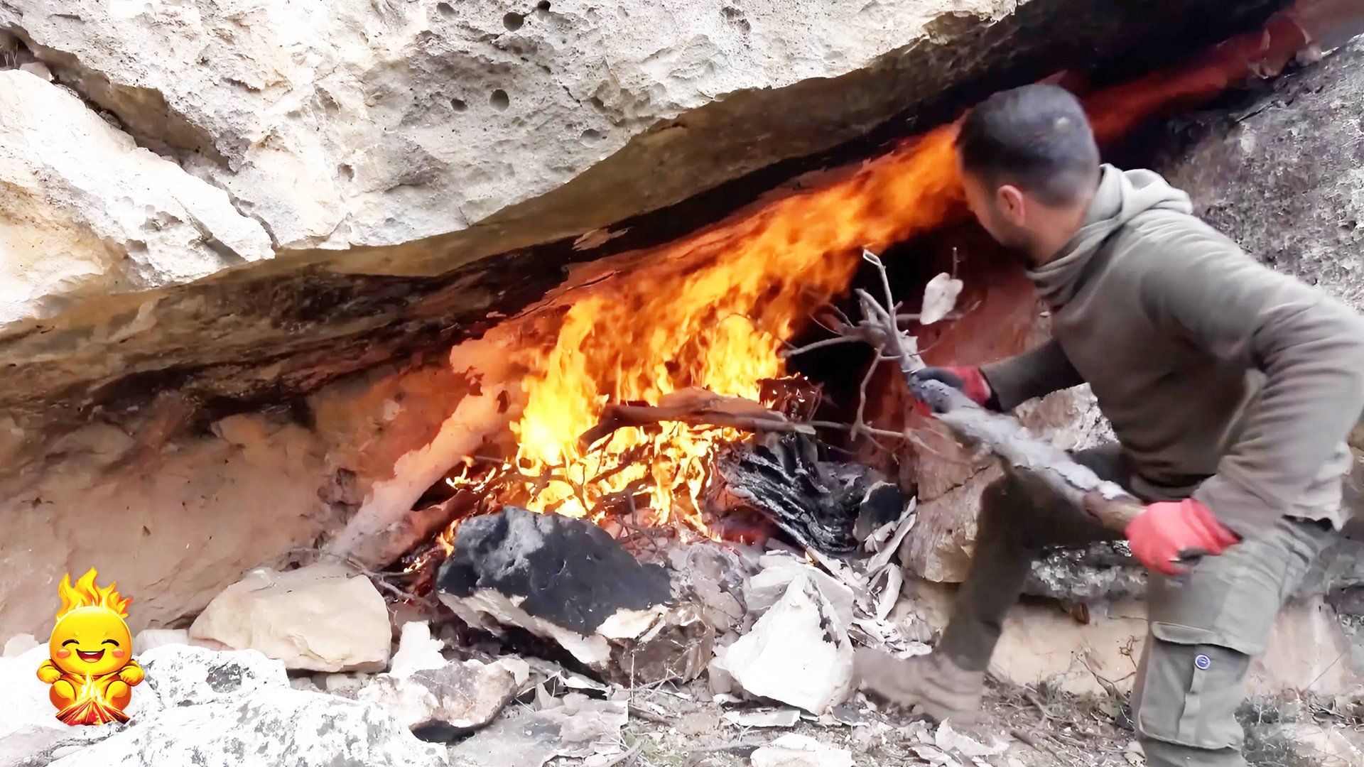 ОГОНЬ ЛОМАЕТ КАМЕНЬ - изготовление убежища | приготовление пищи на открытом воздухе БУШКРАФТ АСМР смотреть онлайн
