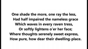 Lord Byron poem "She walks in beauty, like the night Of cloudless climes and starry skies" Irish