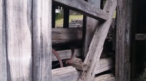 Water Powered Saw Mill Sawing Lumber Beam in Old Bulgarian Town