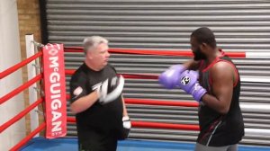 UNBEATEN HEAVYWEIGHT MARTIN BAKOLE PAD WORKOUT AHEAD OF MICHAEL HUNTER CLASH