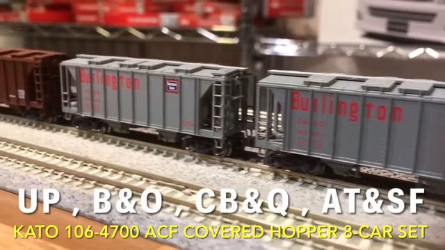 KATO 106-4700, N Scale ACF 2-bay Covered Hopper 8 Car Set смотреть онлайн