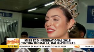 UKG: Miss Eco International 2018 Cynthia Thomalla, balik Pilipinas