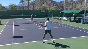 JUAN MARTIN DEL POTRO PRACTICE SESSION WITH FRANCES TIAFOE