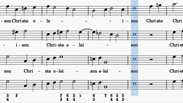Johann Joseph Fux - Christe Eleison  Scrolling Score and Synthesized Audio