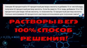 Самый легкий способ решения задач на растворы // 10 задание ЕГЭ профиль 2025