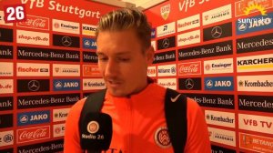 Manuel Schäffler und Heinz Lindner nach VfB Stuttgart vs. SV Wehen Wiesbaden