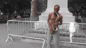 Dusty Rhodes plays sax in Washington Square Park