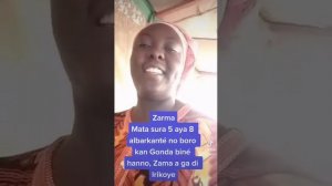 Zarma Níger.  Mata sura 5 aya 8 albarkanté no boro kan Gonda biné hanno, Zama a ga di Irikoye