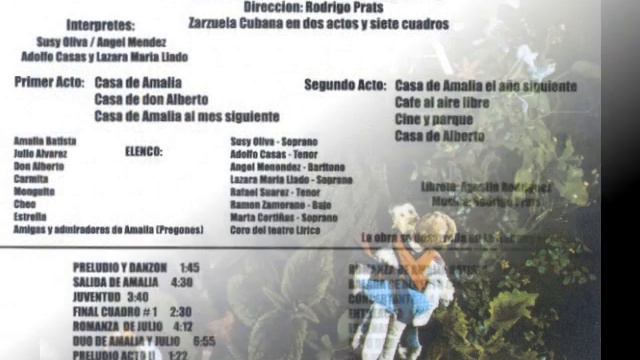 Amalia Batista. Romanza de Julio. Rodrigo Prats. Adolfo Casas, tenor.