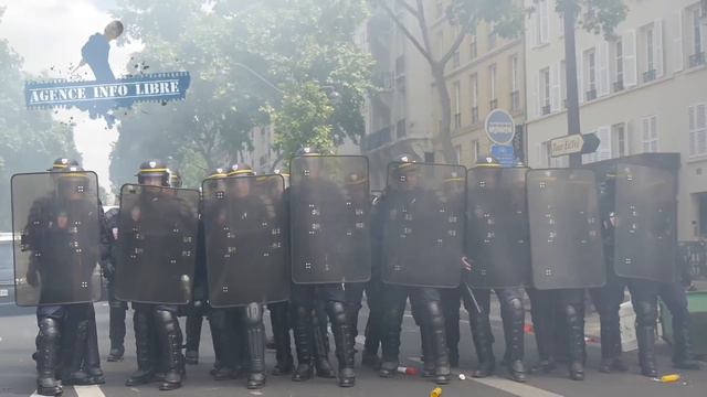 Fin de cortège agité pour la manifestation inter-professionnelle du 19 juin смотреть онлайн