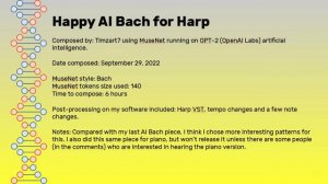 Happy AI Bach for Harp -- composed using MuseNet artificial intelligence by OpenAI.