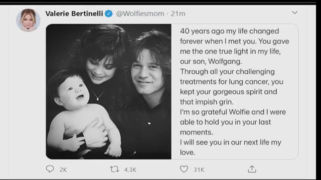 Valerie Bertinelli Shares Emotional Message To Ex-Husband Eddie Van Halen смотреть онлайн