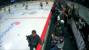 Alex DeBrincat Wipes Out Collin Delia During Blackhawks' Warm Ups