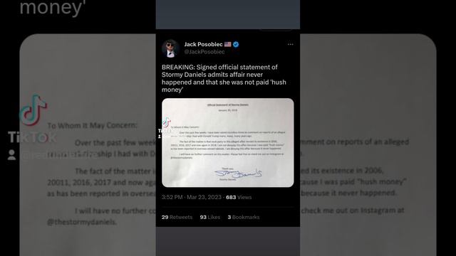 BREAKING Signed official statement Stormy Daniels affair never happened she was not paid hush money