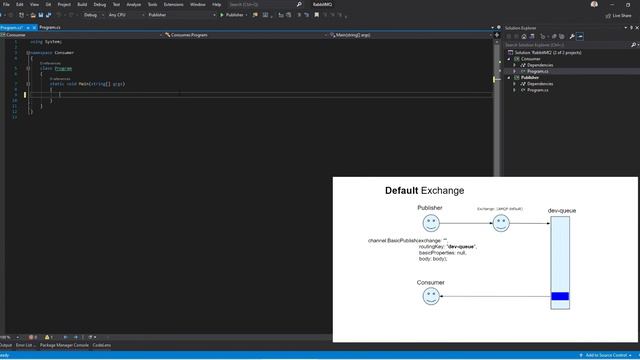 Брокер сообщений RabbitMQ   Tutorial для начинающих   Урок 4   Обменник Default Exchange   .Net C#