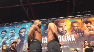 ANTHONY JOSHUA VS ERIC MOLINA FACEOFF!!!(AJ CONFIDENT) EZ WORK!!!