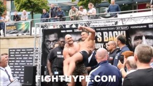 (FUNNY) TYSON FURY PICKS UP OPPONENT SEFERI LIKE GROOM CARRYING BRIDE OVER THRESHOLD AT FACE OFF