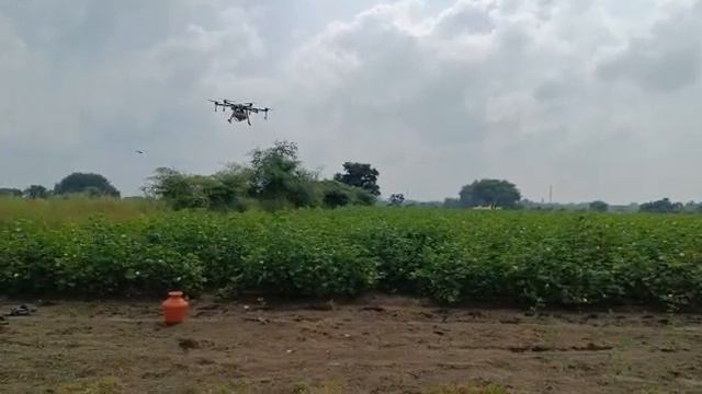 drone spraying watpally narayankhed area on cotton crop nova agribot