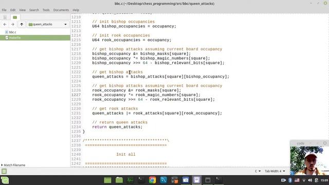 20-Bitboard CHESS ENGINE in C getting QUEEN ATTACKS by looking up bishop & rook attack tables смотреть онлайн