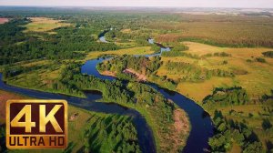 30 min - 4K Drone Aerial Footage - Relax Video with Soothing Music - Charming Ukrainian Rivers