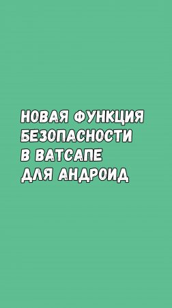 Новая Функция Безопасности В Ватсапе Для Андроид