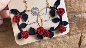 Серьги РОЗОЧКИ с ETSY, связанные крючком.