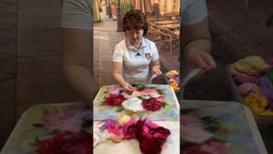 Картина из шерсти "Пионы "