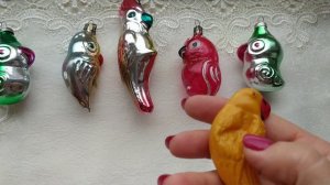 Винтажные елочные игрушки СССР. Попугаи