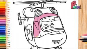 Drawing Super Wings Dizzy | How to Draw Helicopter Dizzy Super Wings - Paintingku