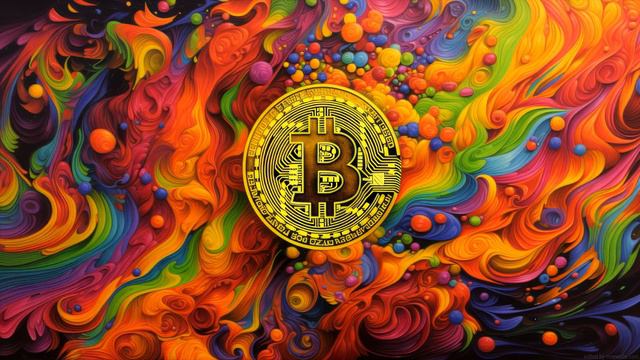Биткоин | Bitcoin Abstract Colorful Shapes - Живые Обои
