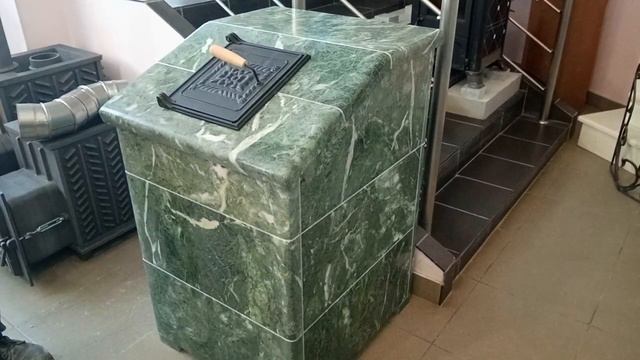 Облицовка банной печи «Президент» из Змеевика (1)