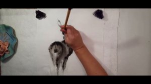 Олень в технике суми-э. Медитативное рисование японской кистью...)))