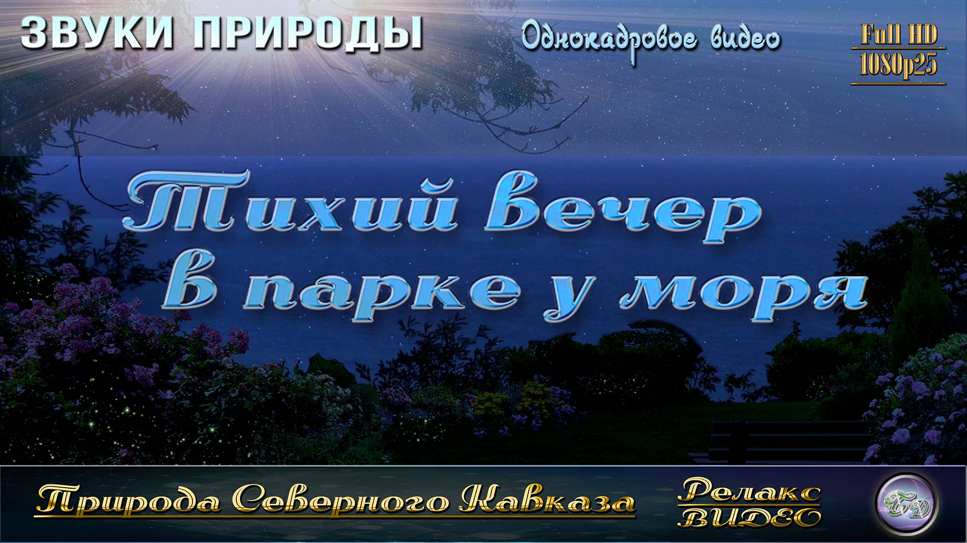 Тихий вечер в парке у Чёрного моря. Звуки природы.