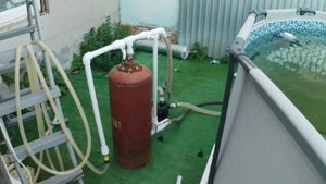 Фильтр для бассейна своими руками. Песочный фильтр из газового баллона. Скиммер для бассейна.