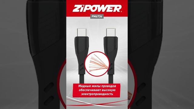 PM6734 Кабель USB для быстрой зарядки Type-C Type-С, 1 м ZiPOWER