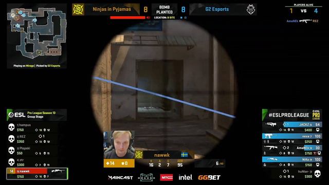 Группа B. G2 vs NIP. Map-2 Mirage. ESL Pro League Season 13 смотреть онлайн