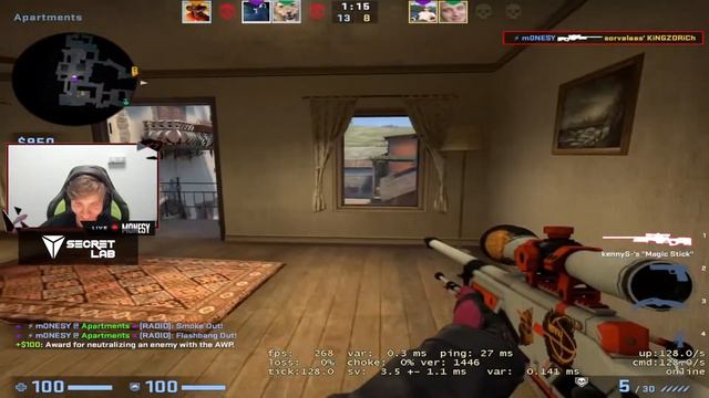 m0NESY plays faceit on inferno with kennyS