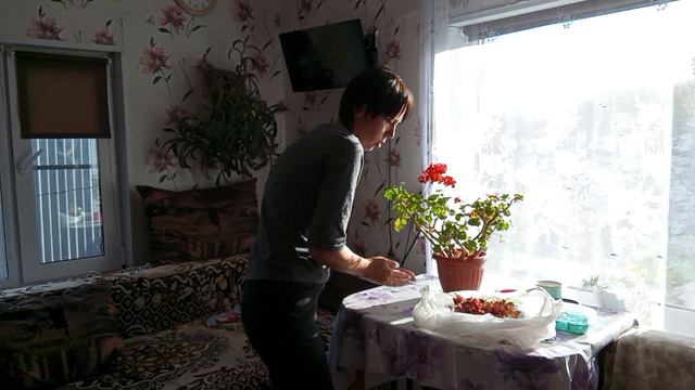 Мою окна.Холодина.Одели куртки и шапки.