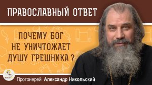 Почему Бог не уничтожает душу грешника? Протоиерей Александр Никольский