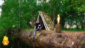 Строительство ШАЛАША из березовых бревен у воды | Расслабляющие звуки природы ДЛЯ СНА |БУШКРАФТ