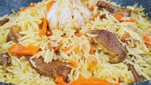 Плов с говядиной из длинного риса басматиРассыпчатый ароматный