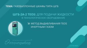 Шкаф газобаллонный автоматизированный для подачи жидкости TEOS в технологическое оборудование