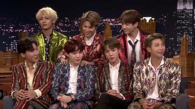 BTS на ночном шоу Джимми Фэллона ( 27.09.2018 ) Русская озвучка (720p)