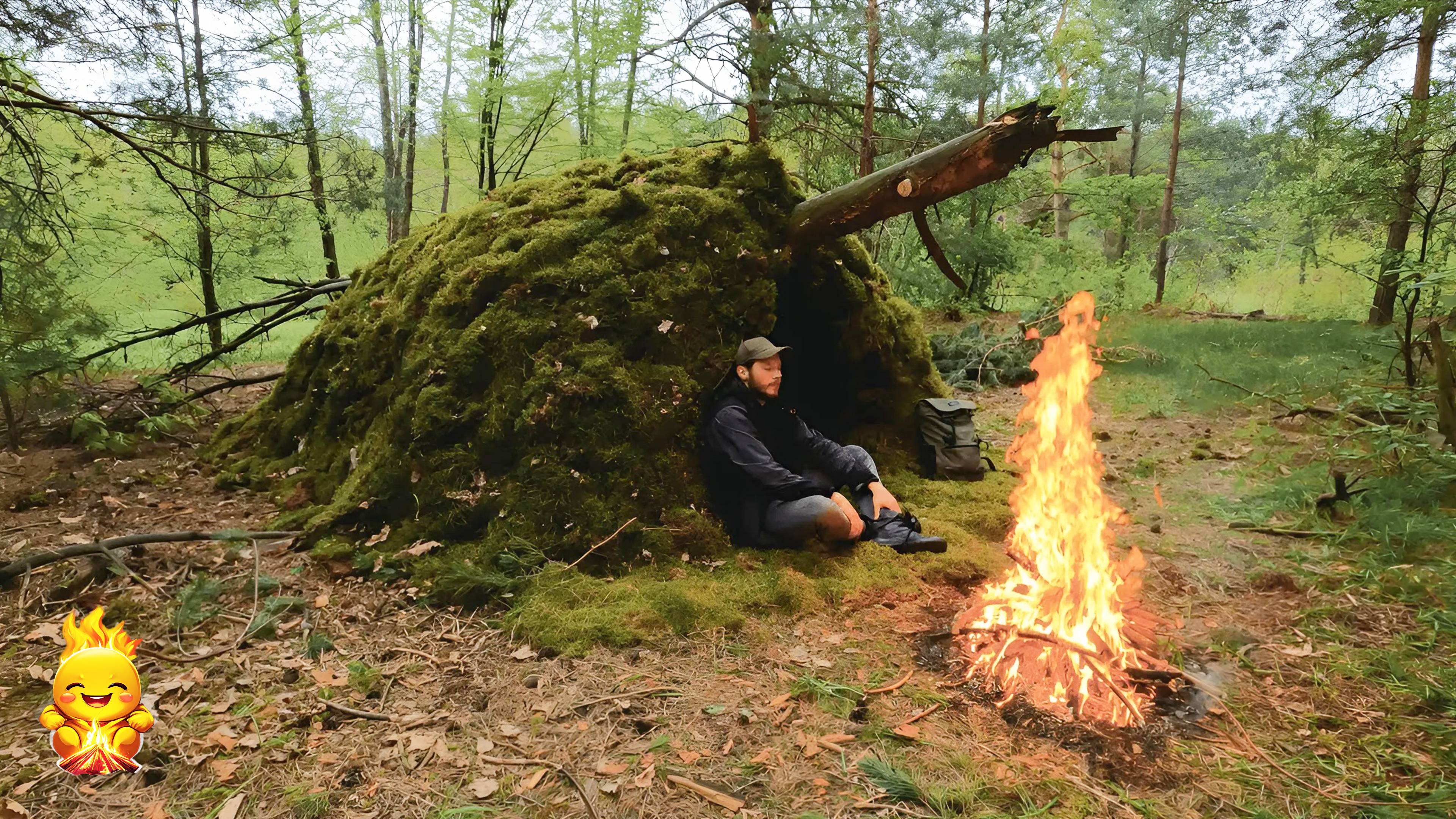 Создание УБЕЖИЩА ДЛЯ ВЫЖИВАНИЯ, покрытого МХОМ | Бушкрафт | НАВЫКИ рыбалки и выпечки хлеба смотреть онлайн