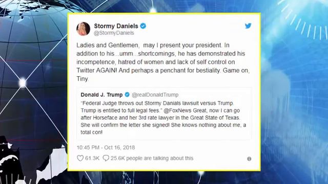 Trump calls Stormy Daniels 'Horseface' and this is how she replies