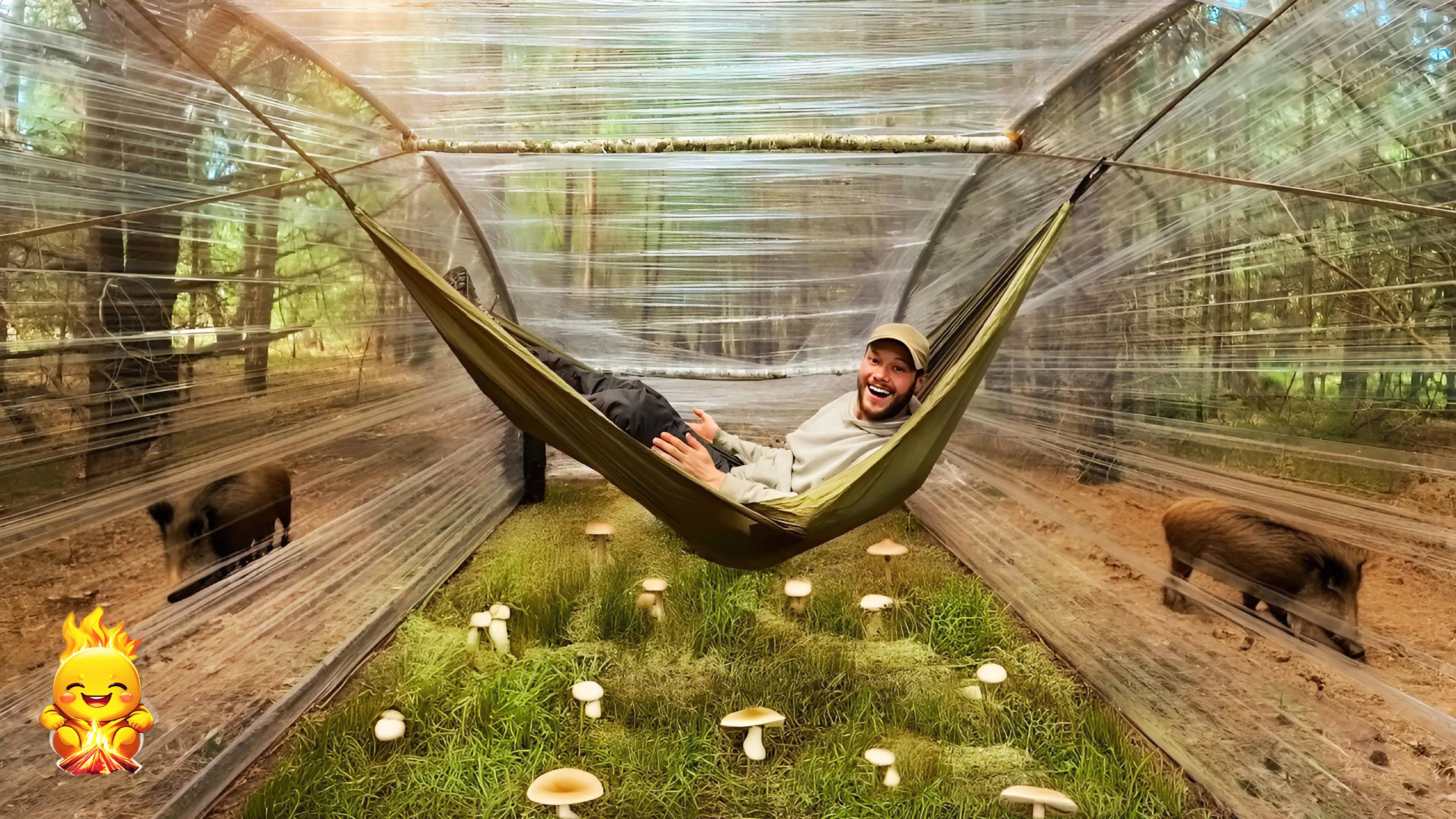 Строительство удивительного УКРЫТИЯ ИЗ полиэтиленовой СТРЕЙЧ-ПЛЕНКИ | КЕМПИНГ АСМР смотреть онлайн